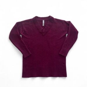 Athleta Vital Soft Cozy Wool Cashmere V-Neck Tunic Sweater Size XS Maroon